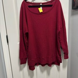 Zenana Outfitters Red Crew Neck Sweater Relaxed Fit